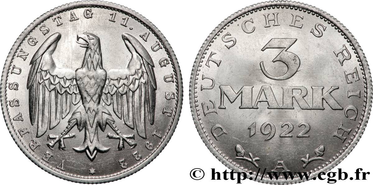 GERMANY 3 Mark Jour de la Constitution 1922 Berlin MS 