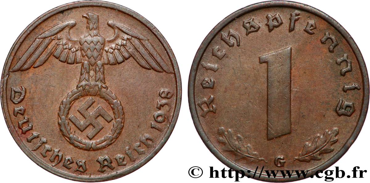 ALLEMAGNE 1 Reichspfennig aigle et swastika 1938 Karlsruhe TTB 