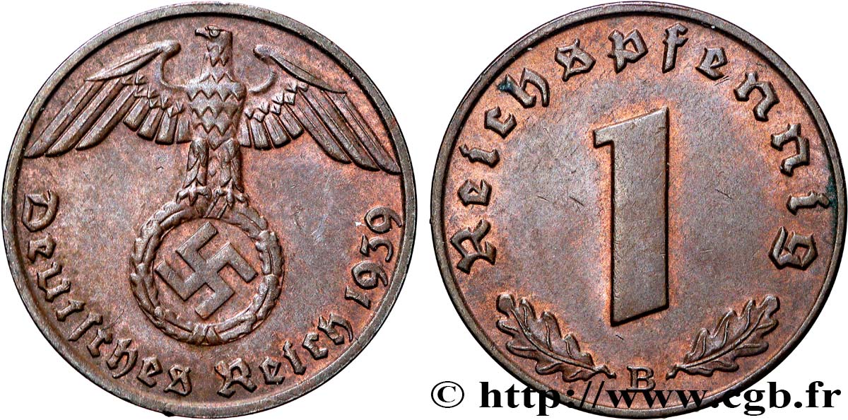 ALLEMAGNE 1 Reichspfennig aigle et swastika 1939 Vienne SUP 
