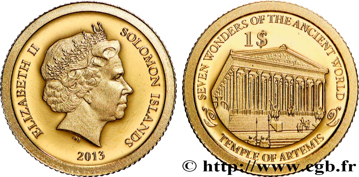 SOLOMON ISLANDS 1 Dollar Proof Temple d’Artémis à Éphèse 2013  MS 