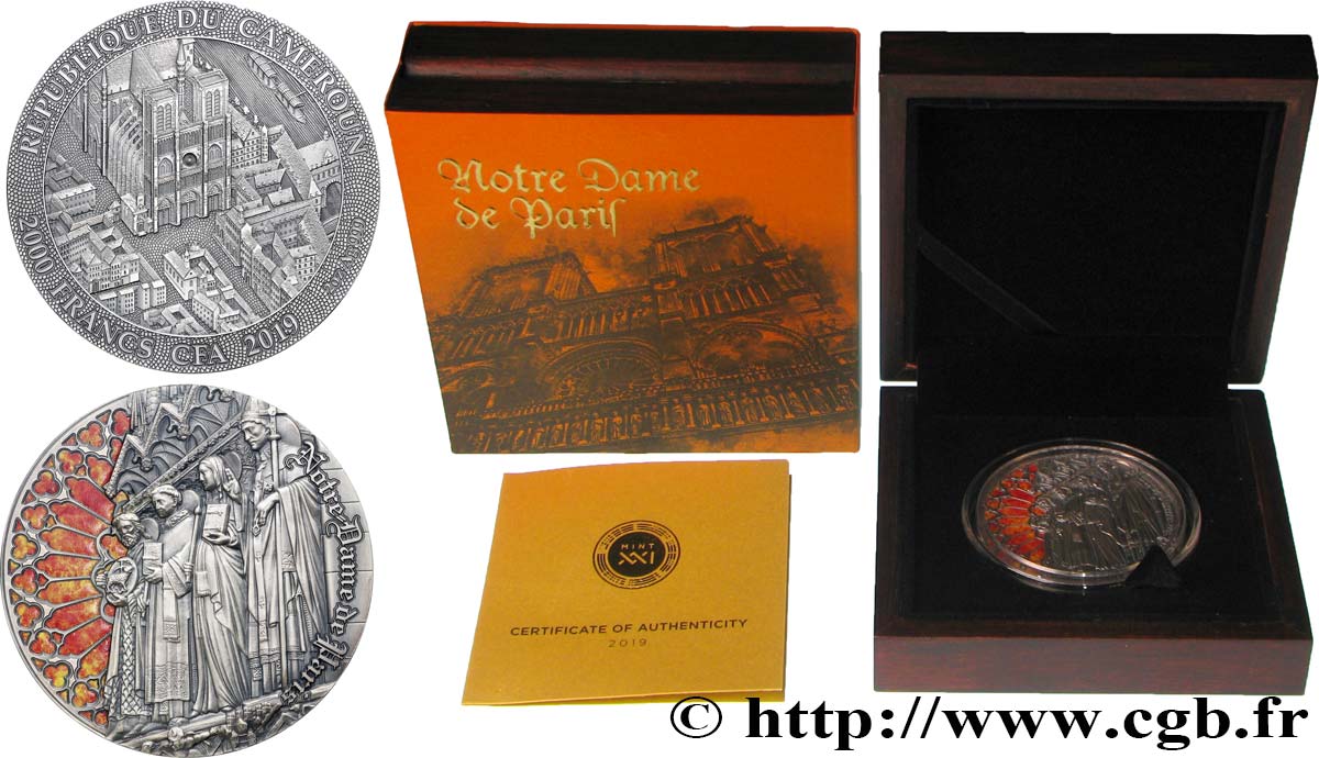 CAMERúN 2000 Francs CFA Notre Dame de Paris 2019  FDC 