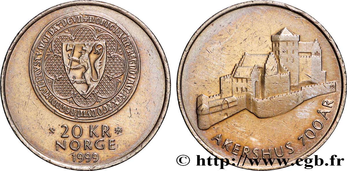 NORVÈGE 20 Kroner Forteresse d’Akershus 1999 Konsberg SUP 