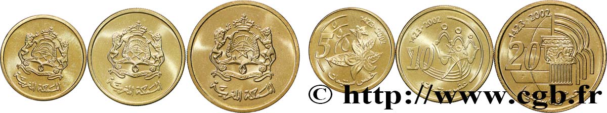 MAROKKO Lot 5, 10 et 20 Santimat AH 1423 2002  fST 
