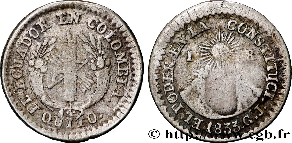 ECUADOR 1 Real 1833 Quito VF 