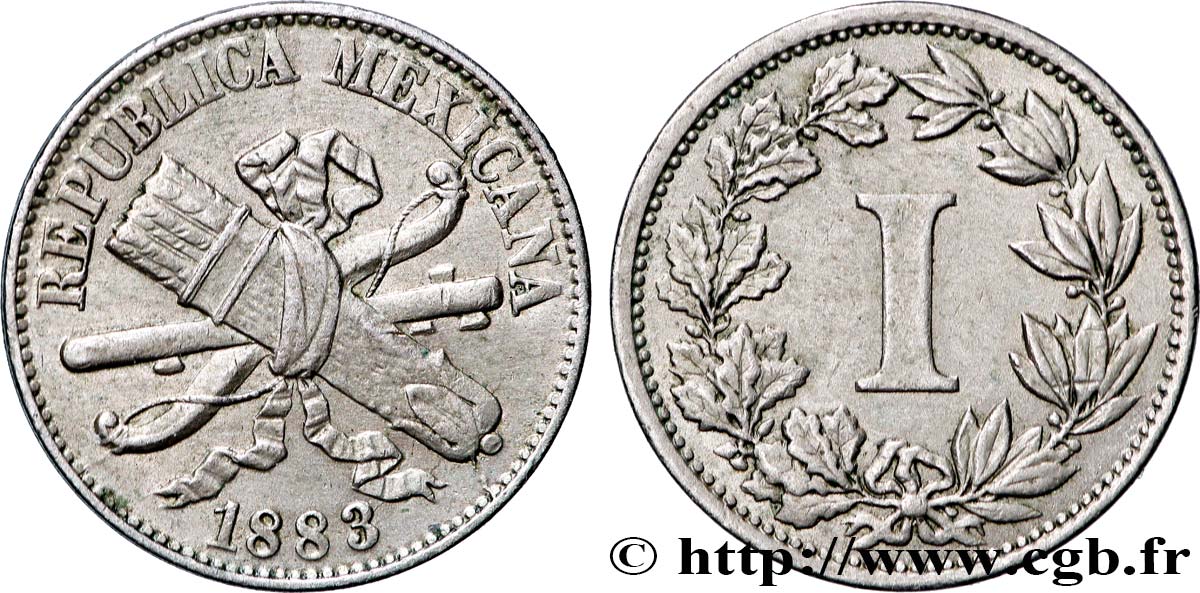 MEXICO 1 Centavo  1883 Mexico AU 