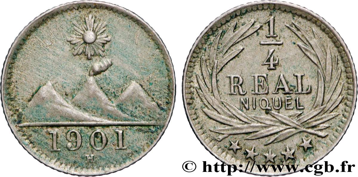 GUATEMALA 1/4 Real 1901  AU 