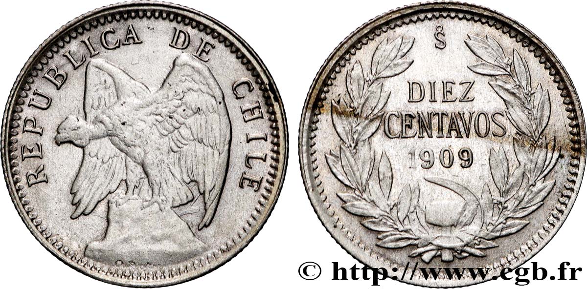 CHILE 10 (Diez) Centavos condor 199 Santiago - S° AU/AU 