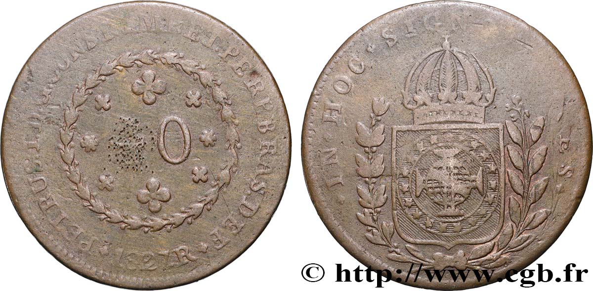 BRÉSIL - EMPIRE DU BRÉSIL - PIERRE Ier 40 Réis  1827  VF 