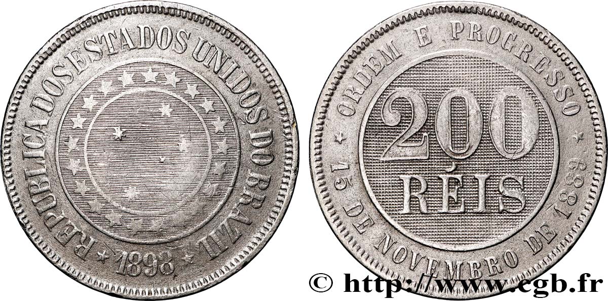 BRÉSIL 200 Reis 1898 Rio de Janeiro TTB+ 