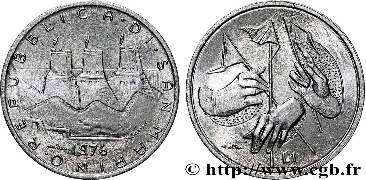 SAINT-MARIN 1 Lire 3 tours / sécurité sociale 1976 Romze SPL 