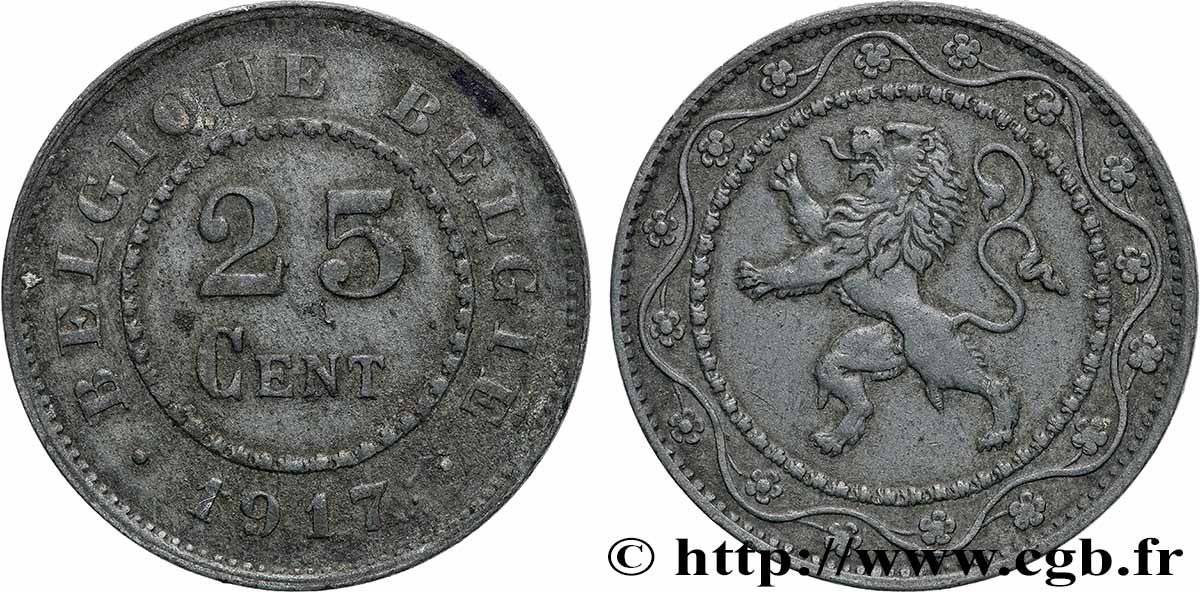 BELGIQUE 25 Centimes 1917 Bruxelles TTB 
