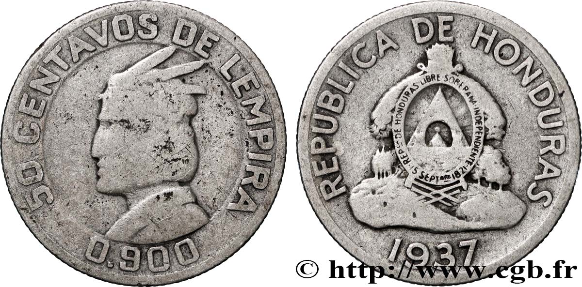 HONDURAS 50 Centavos 1937 Philadelphie TB 