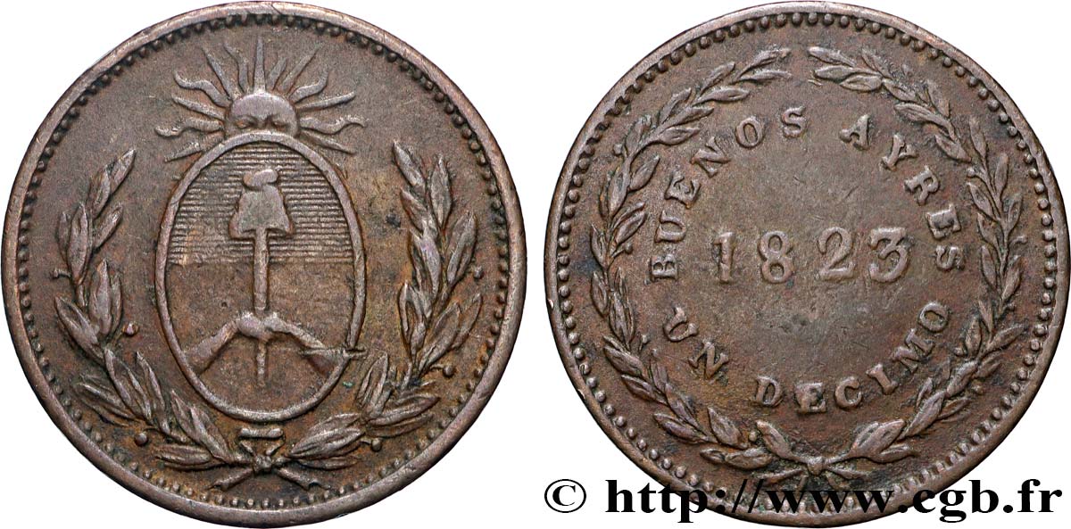ARGENTINE 1 Decimo Buenos Aires 1823  TB+ 