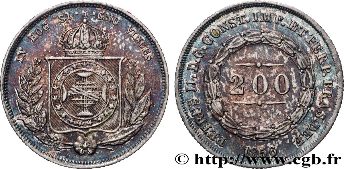BRÉSIL - EMPIRE DU BRÉSIL - PIERRE II 200 Reis  1856  fVZ 