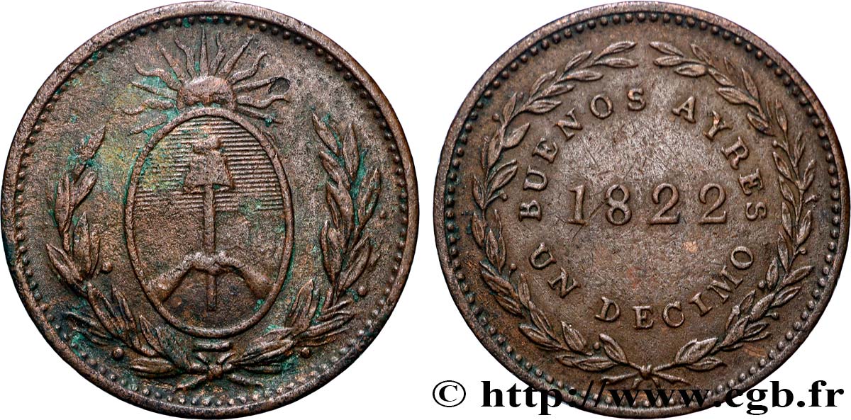 ARGENTINIEN 1 Decimo Buenos Aires 1822  SS 