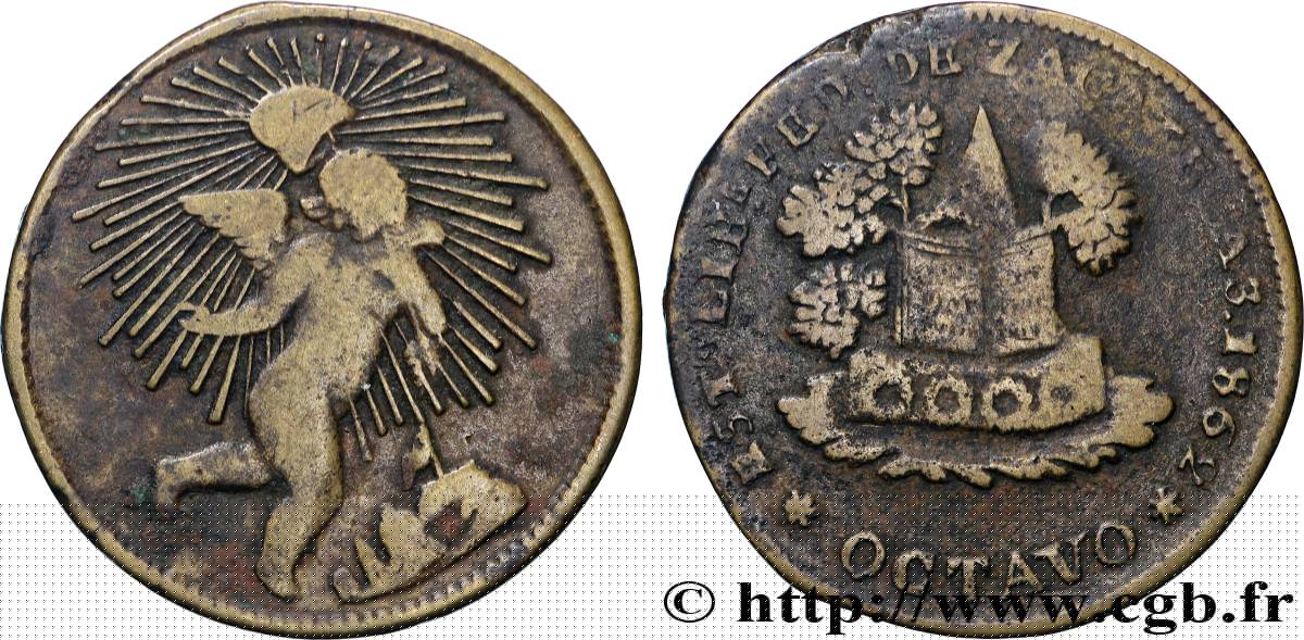 MEXIQUE 1/8 Real Zacatecas 1852  TB+ 