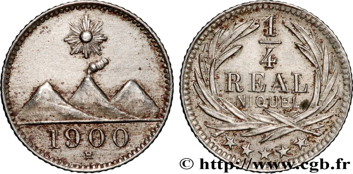 GUATEMALA 1/4 Real 1900 Heaton AU 