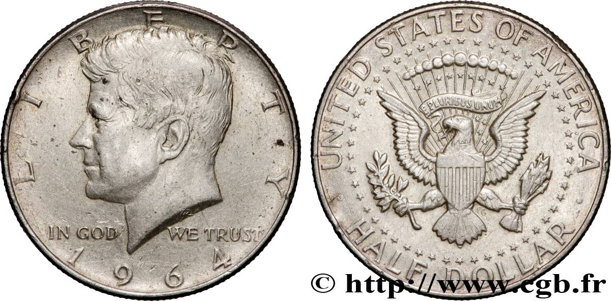ÉTATS-UNIS D AMÉRIQUE 1/2 Dollar Kennedy 1964 Philadelphie TTB+ 