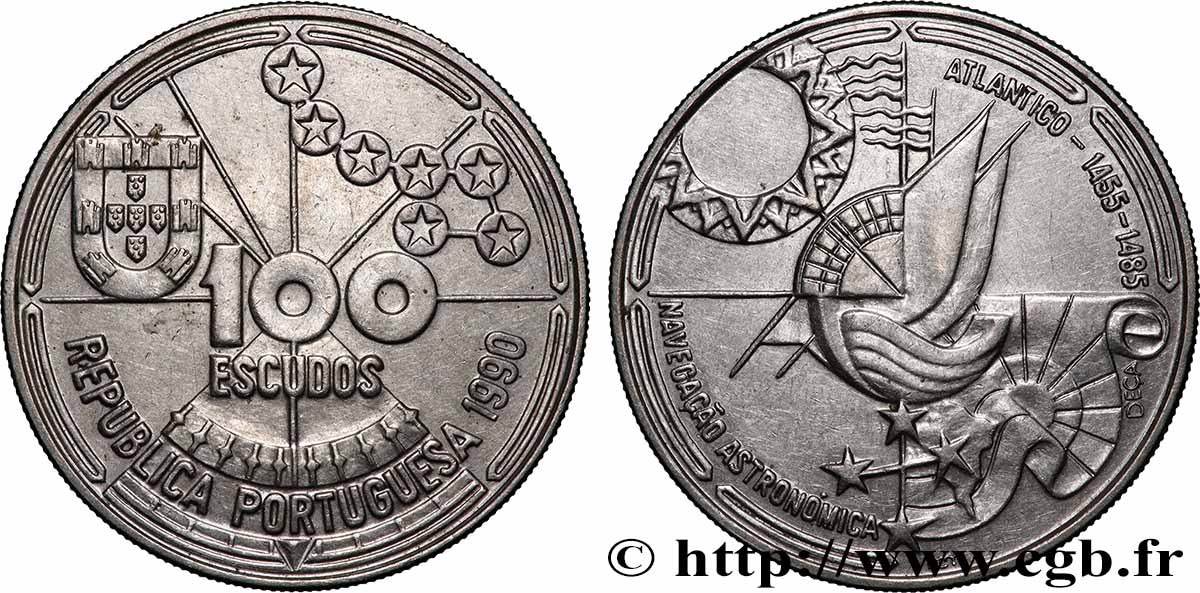PORTUGAL 100 Escudos Navigation astronomique 1990 Lisbonne SUP 