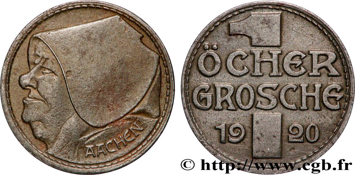 ALLEMAGNE - Notgeld 1 Öcher Grosche (10 Pfennig) Aachen (Aix-la-Chapelle) 1920  TTB 