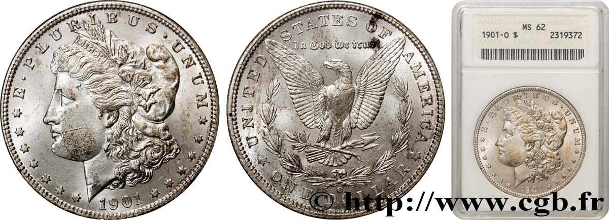 ÉTATS-UNIS D AMÉRIQUE 1 Dollar type Morgan 1901 Nouvelle-Orléans - O SUP62 ANACS