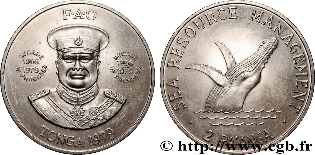 TONGA 2 Pa’Anga série FAO : roi Taufa’ahau Tupou IV 1979  SPL 