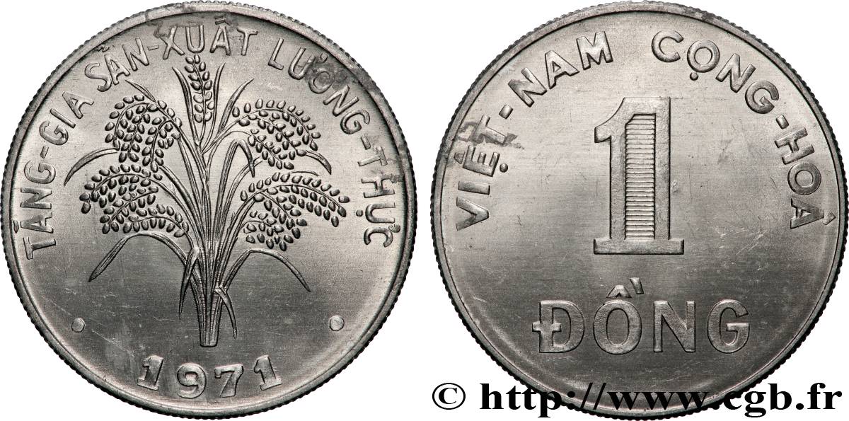 VIET NAM SUD 1 Dong “Viêt-Nam Cong Hòa” (République du Viet Nam) / épis de riz 1971 Karlsruhe SUP 