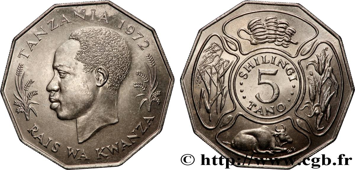 TANZANIE 5 Shilingi 1972  SPL 