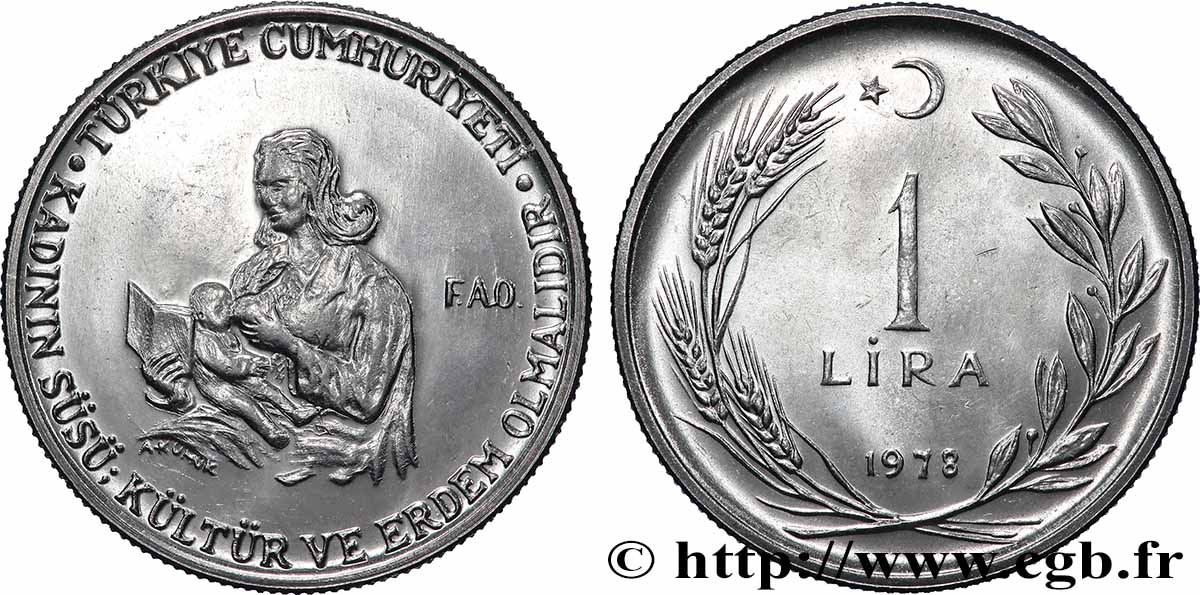 TURQUIE 1 Lira FAO 1978 Istanbul SPL 