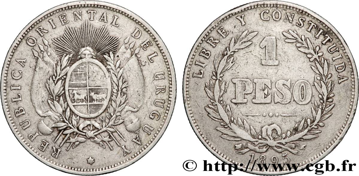 URUGUAY 1 Peso 1895 Buenos Aires TTB 