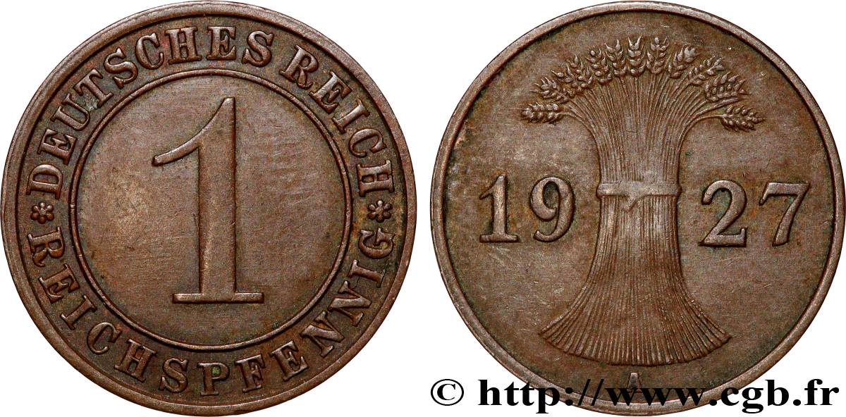 ALLEMAGNE 1 Reichspfennig 1927 Berlin TTB+ 