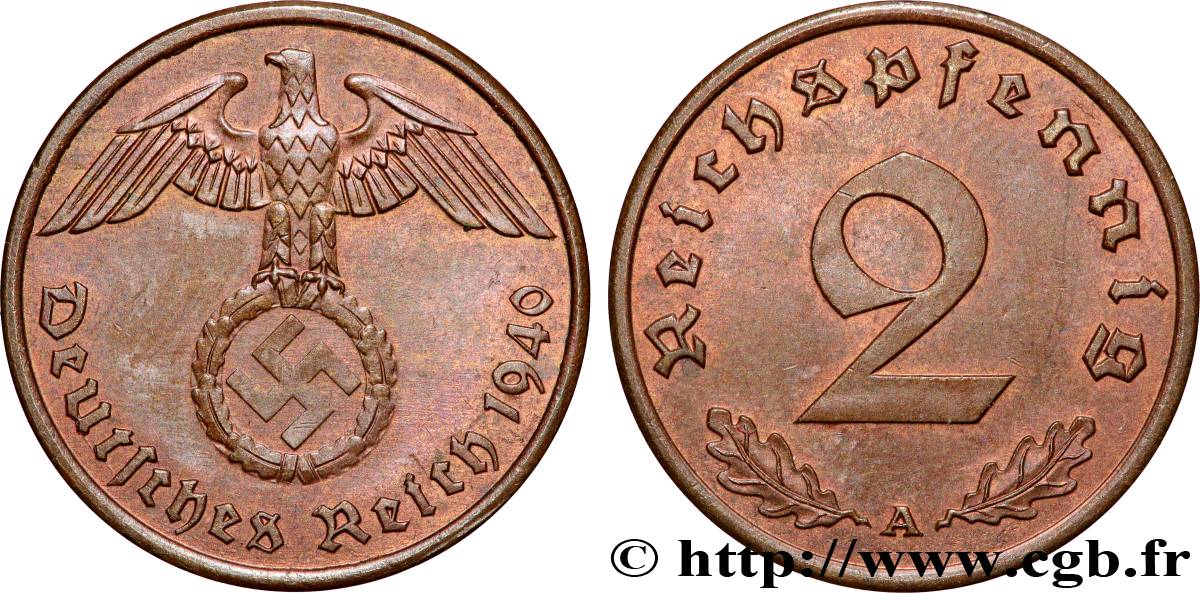 GERMANY 2 Reichspfennig 1940 Berlin AU 