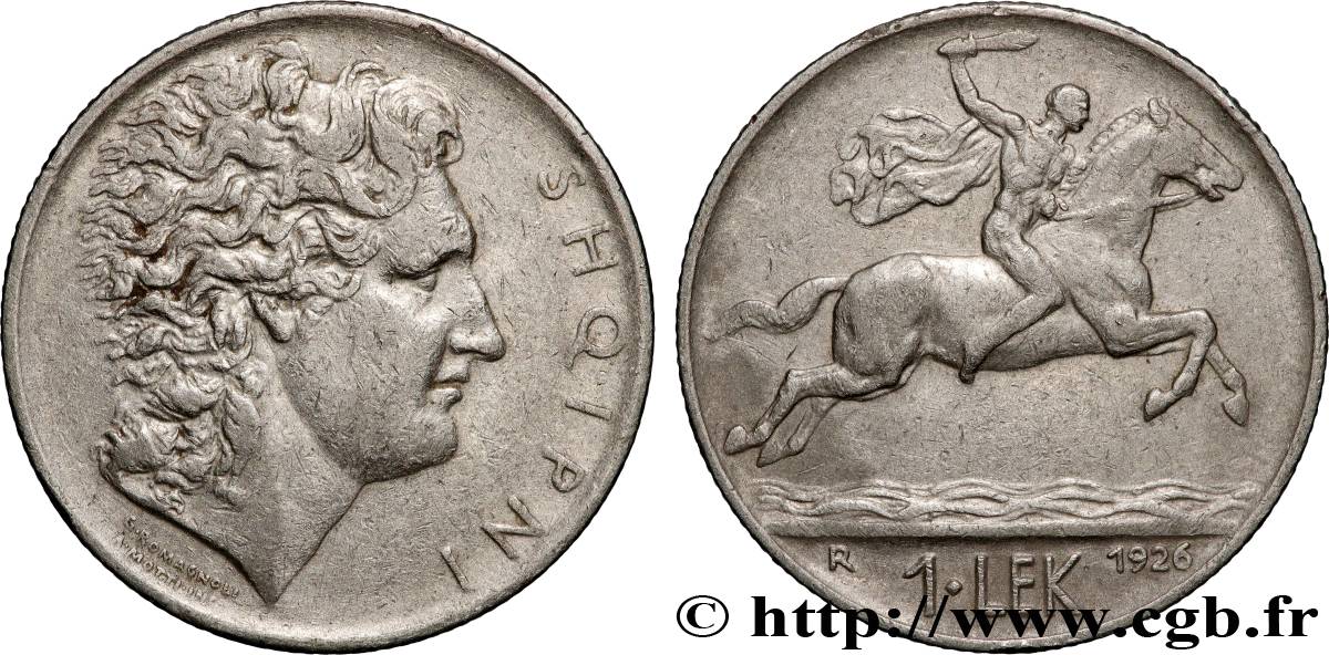 ALBANIE 1 Lek Alexandre / cavalier sur cheval bondissant 1926 Rome TTB 