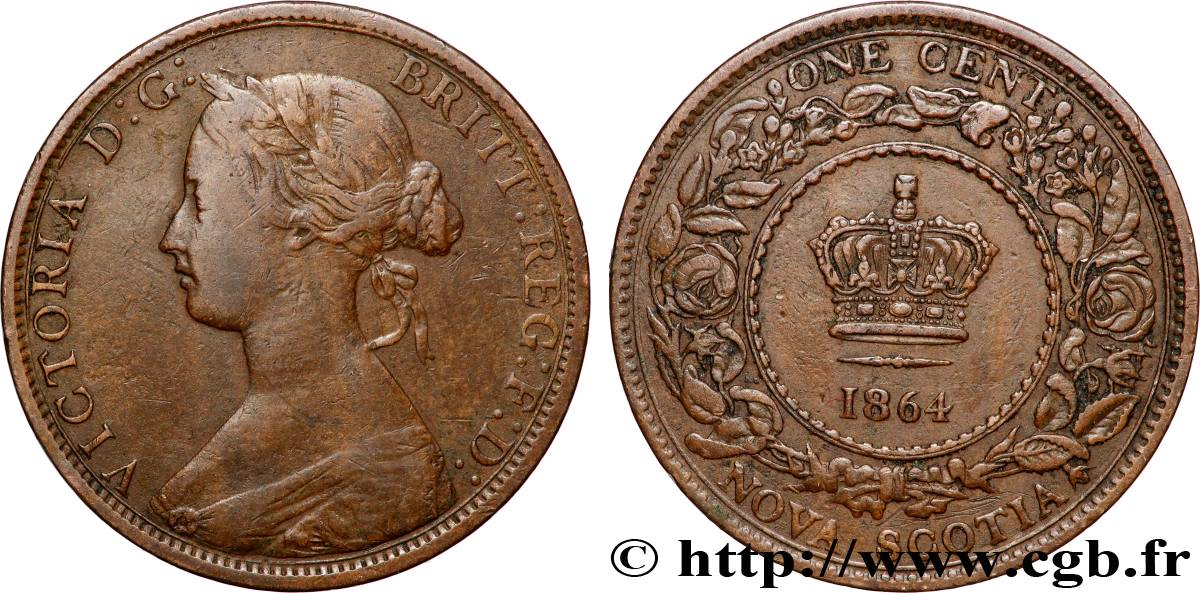 CANADA - NOUVELLE ÉCOSSE 1 Cent Victoria 1864  TB+ 