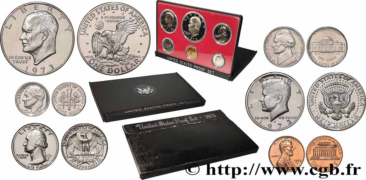 ÉTATS-UNIS D AMÉRIQUE Série Proof 6 monnaies 1973 S- San Francisco FDC 