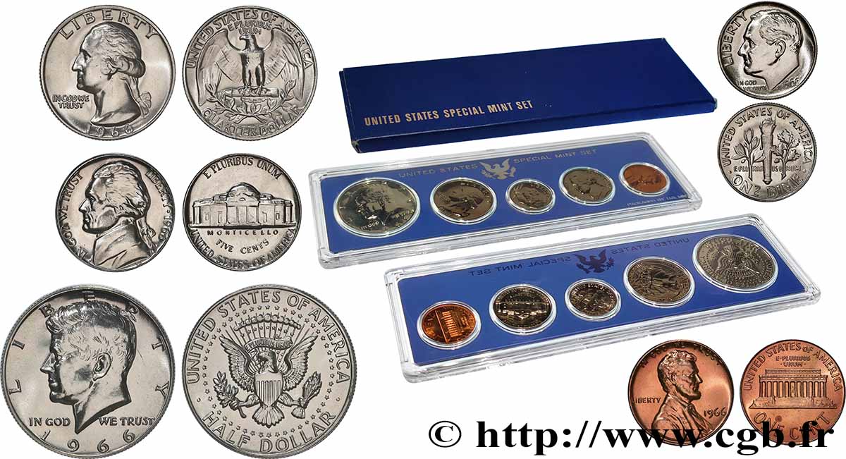 VEREINIGTE STAATEN VON AMERIKA Série 5 monnaies 1966 Philadelphie ST 