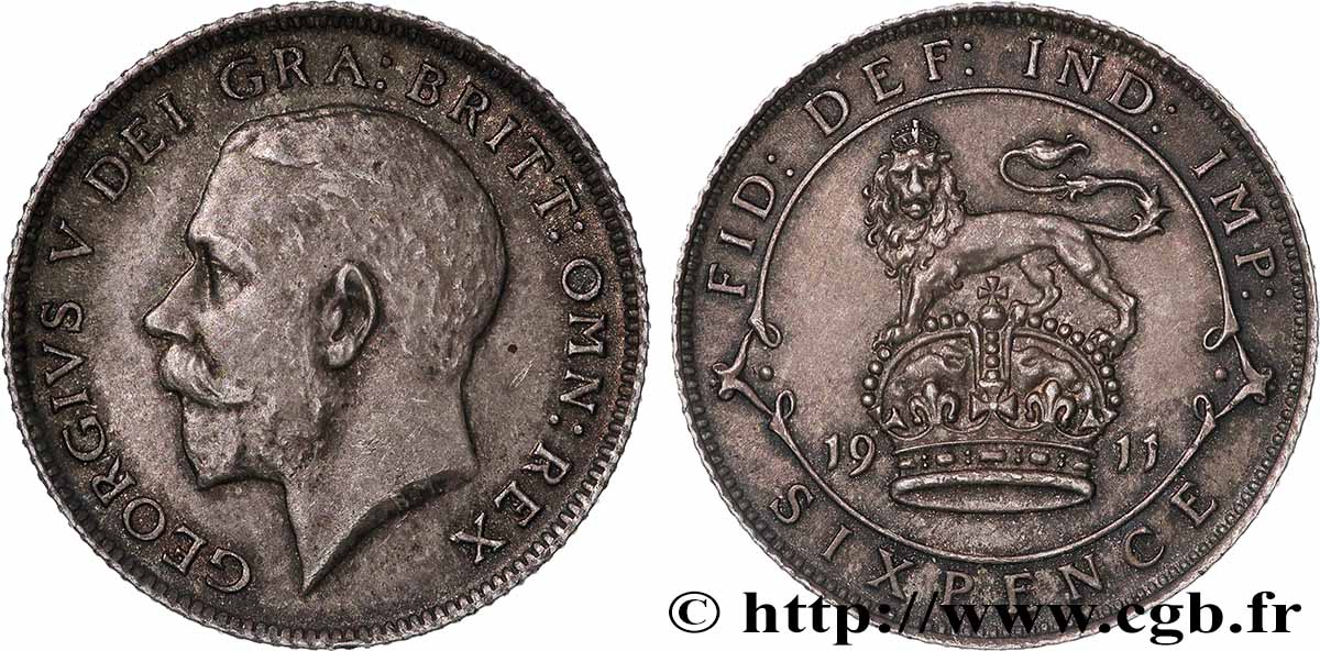 UNITED KINGDOM 6 Pence Georges V 1911  AU 