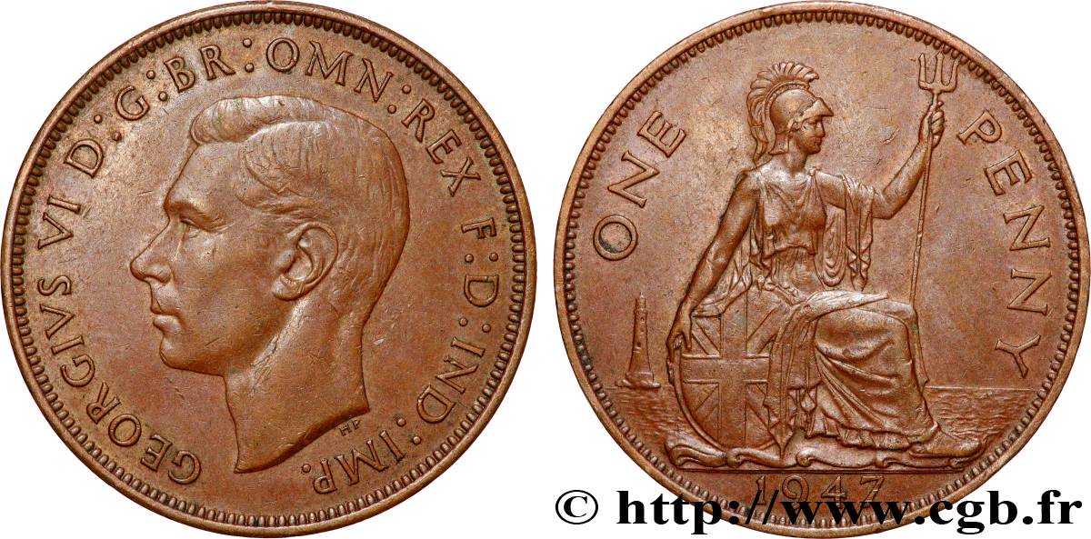 ROYAUME-UNI 1 Penny Georges VI 1947 Londres TTB 