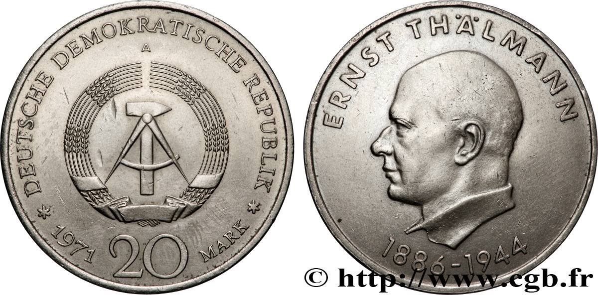 GERMAN DEMOCRATIC REPUBLIC 20 Mark Ernst Thälmann 1971 Berlin AU 