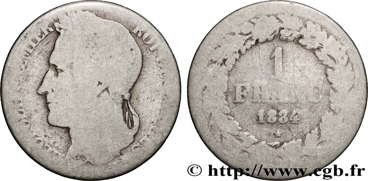 BELGIQUE - ROYAUME DE BELGIQUE - LÉOPOLD Ier 1 Franc  1834 Bruxelles VG 