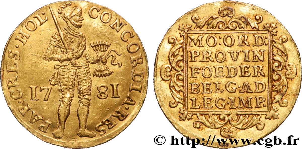 NETHERLANDS - UNITED PROVINCES - HOLLAND Ducat d or au chevalier 1781 Dordrecht AU 