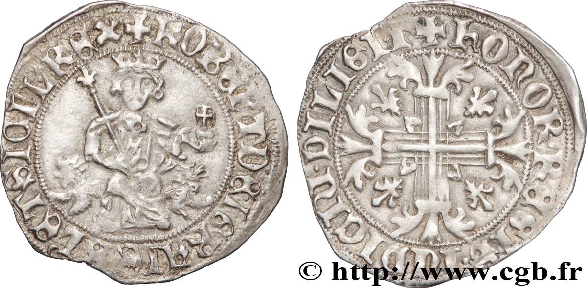 ITALY - KINGDOM OF NAPLES - ROBERT OF ANJOU Gigliato (Gillat) ou Carlin d argent n.d. Naples AU 