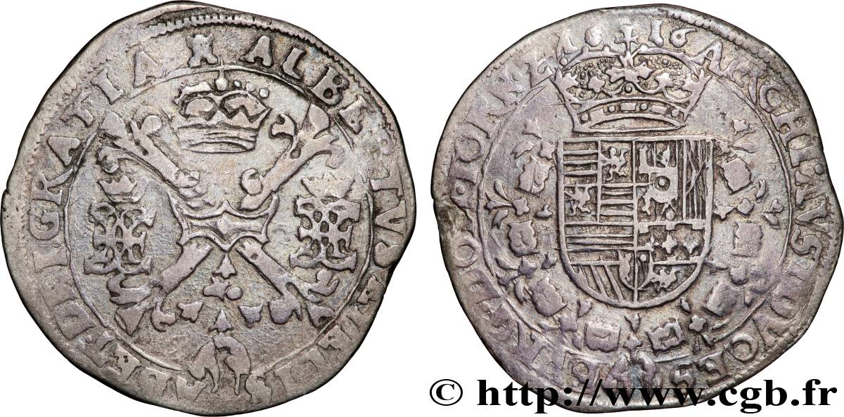 PAYS-BAS ESPAGNOLS - TOURNAI - ALBERT ET ISABELLE 1/4 Patagon Albert et Isabelle 1616 Tournais TB+ 