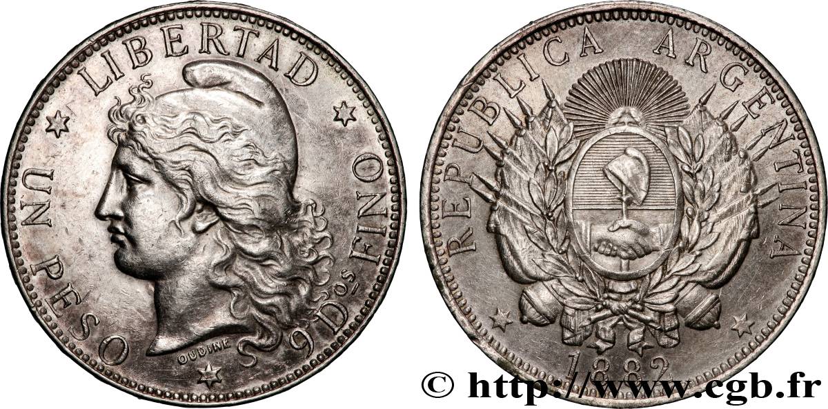 ARGENTINE 1 Peso  1882  TTB+ 