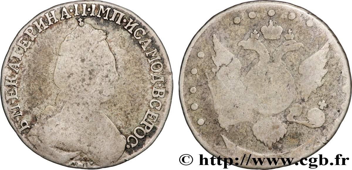 RUSSIE - CATHERINE II 20 kopecks 178[...] Saint-Pétersbourg B+ 