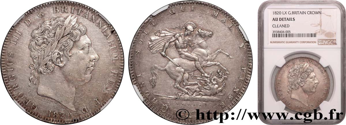 GRANDE-BRETAGNE - GEORGES III 1 Crown  1820  SUP NGC