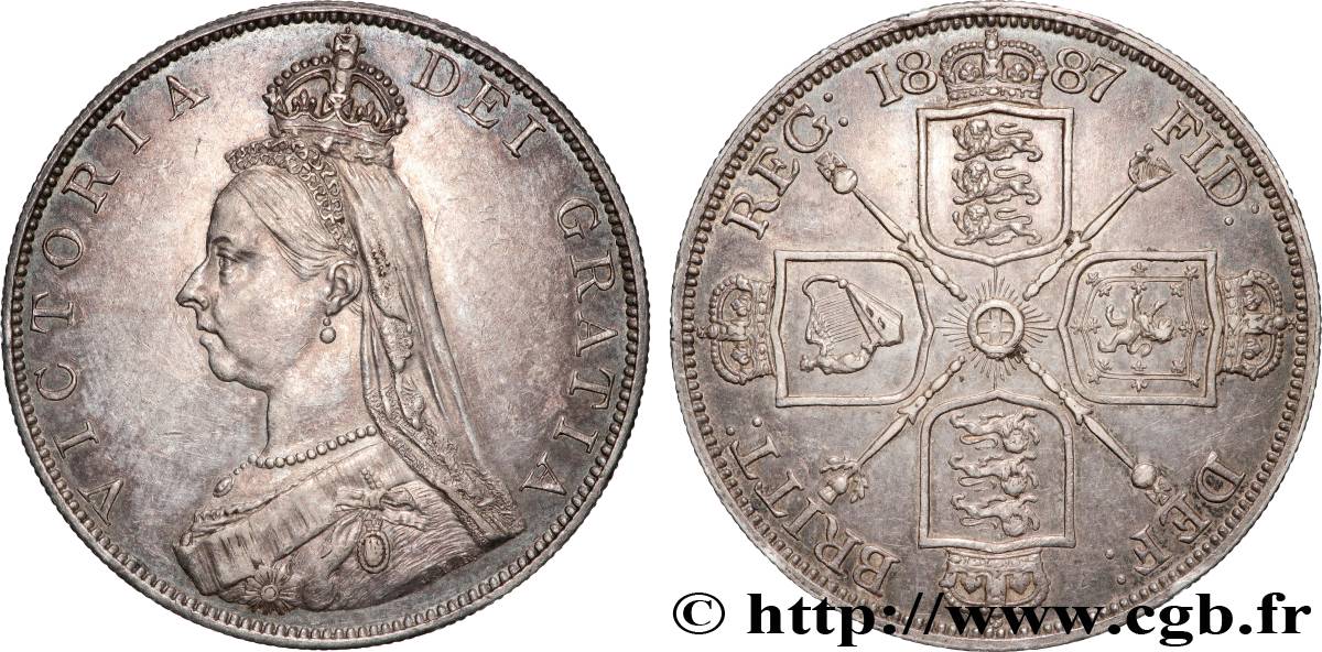 GREAT-BRITAIN - VICTORIA Double Florin Victoria buste du jubilé 1887  AU 