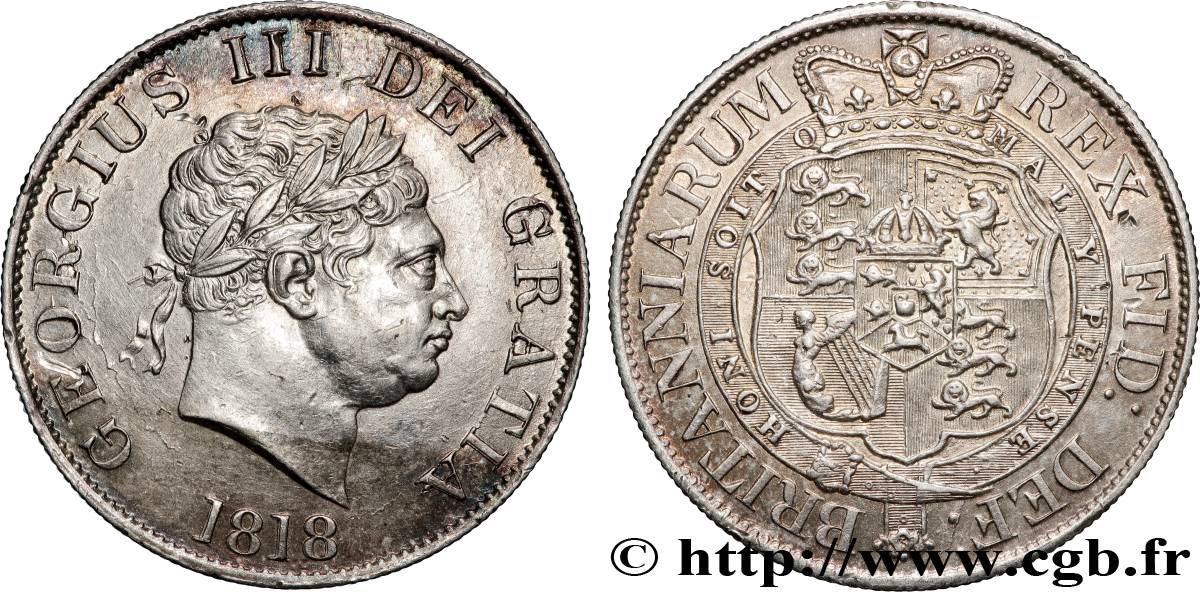 GREAT BRITAIN - GEORGE III 1/2 Crown  1818  AU 