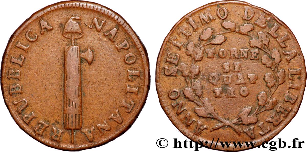 ITALIE - RÉPUBLIQUE NAPOLITAINE 4 Tornesi République Napolitaine an VII 1799  TB+ 