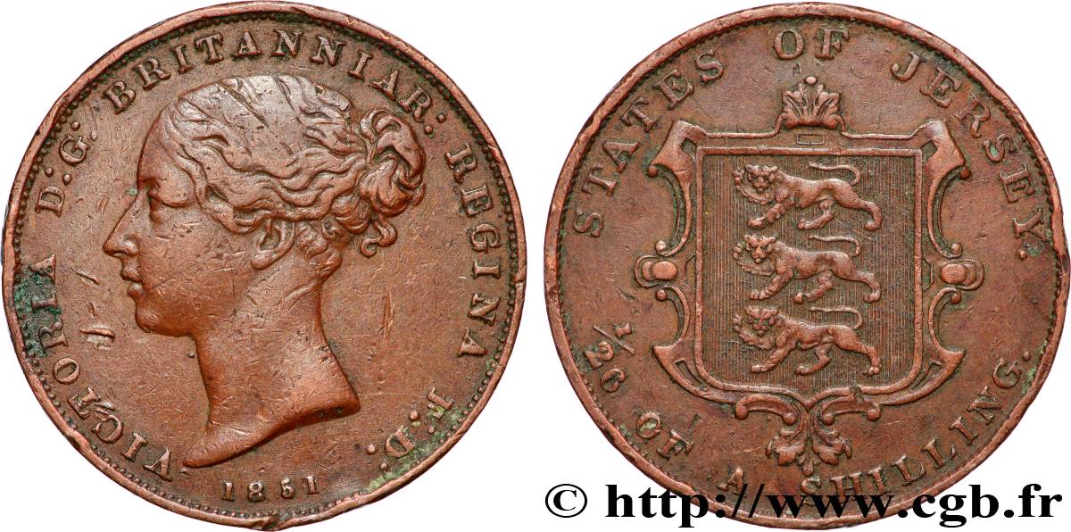 JERSEY 1/26 Shilling Reine Victoria 1851 Londres VF/XF 